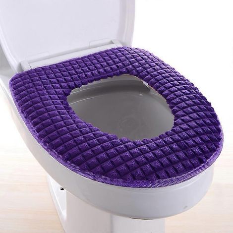 WC-Sitzbezug, WC-Sitzauflage aus Diamant-Samt mit Reißverschluss, waschbar und komfortabel, 4 Farben-Purple
