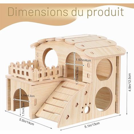 Hamster Hideout and Exploration Tunnel Hamster House with Wooden Climbing Ladder for Gerbils, Hamsters, Small Pet Accessories (1/4)