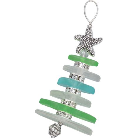 Handgefertigter Weihnachtsbaum aus Meeresglas, Weihnachtsbaumschmuck mit Ozeanmotiv für die Weihnachtsdekoration zu Hause (1/5)