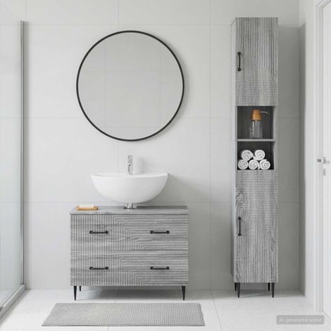 vidaXL 2 Piece Bathroom Cabinet Set HAARLEM Grey Sonoma (1/5)