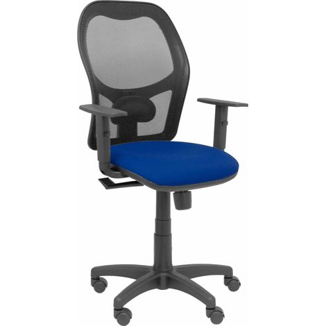 Sedia Alocén seduta bali in rete nera braccioli regolabili blu navy