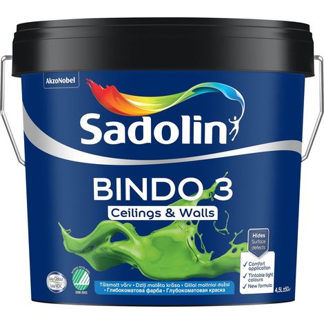 Sadolin BINDO 3 BW peinture mate blanche 4.5 litres (1/2)