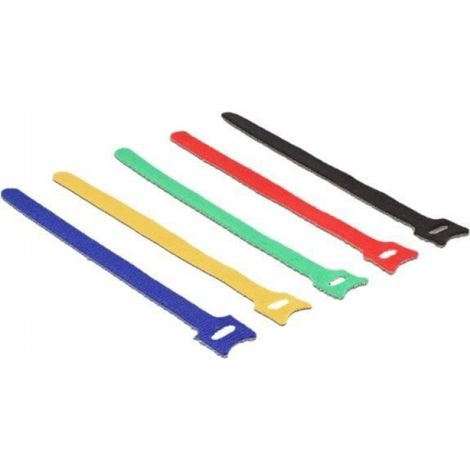 Attache-Câbles - Fermeture Velcro - 20 Cm - 5 Couleurs - Pour Câbles Fils Tubes - Pack De 10