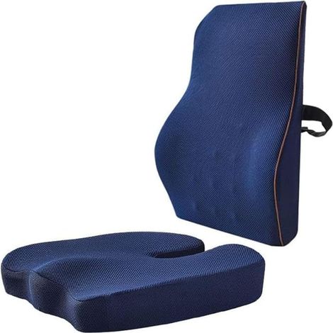 Coussin d’assise et de soutien dorsal pour chaise de bureau, adapté aux chaises de bureau et sièges de voiture, coussin ergonomique en mousse à mémoire de forme, utilisable au bureau et en voiture.