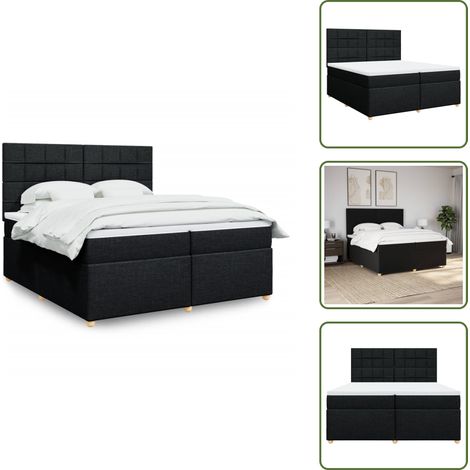 Sommier à lattes de lit avec matelas Noir 200x200 cm Tissu - Sommier À Lattes De Lit - Sommiers À Lattes De Lit - Lit - Meuble De Chambre À Coucher (1/5)