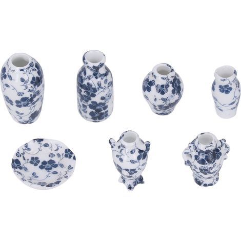 Ensemble de 12 Vases Miniatures en Céramique pour Maison de Poupée, Design Traditionnel avec Assiettes Décoratives pour DIY (1/5)