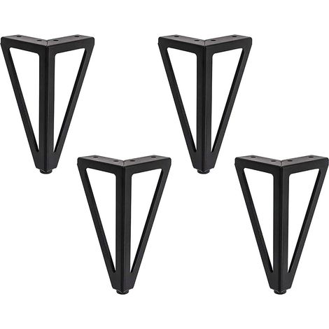 Lot de 4 pieds de meuble DIY en métal noir, pour table, meuble TV, canapé, chaise – Style industriel, réglables–DELKEVIC