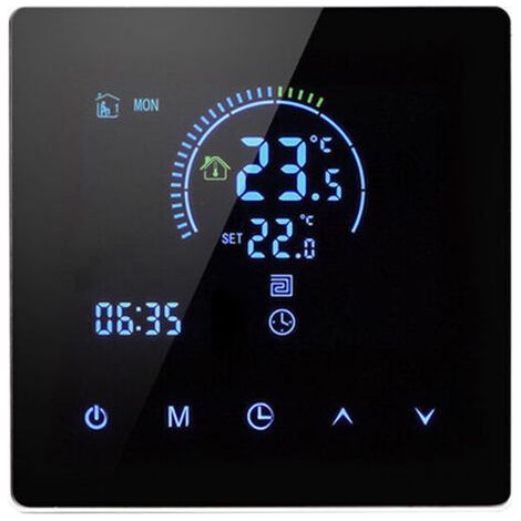 Thermostat de chaudière à gaz, thermostat d'ambiance programmable, contrôleur de température mural avec numérique 3A, noir