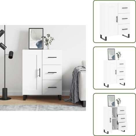 The Living Store Buffet blanc 69,5x34x90 cm bois d'ingénierie - Rangement (1/5)
