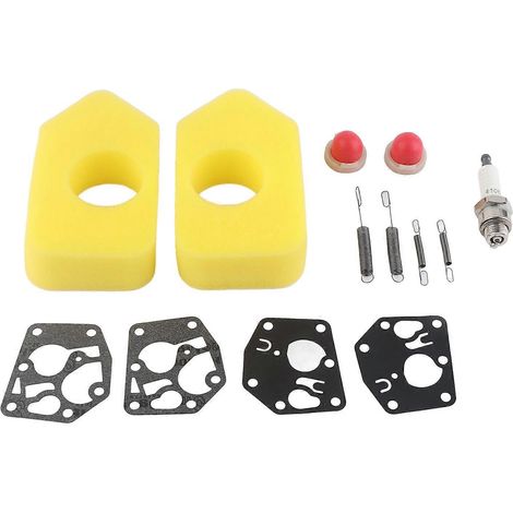 Kit de réparation pour tondeuse (2 pièces) : filtre à air, membrane, poire d'amorçage, ressort et bougie d'allumage pour moteur Classic Sprint 3,5/4,5 CV Q45 35 375 40 (1/5)