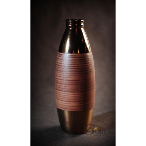 Piccolo vaso ovale in bronzo - 11x11x28 cm - Parte di una collezione di due pezzi (1/2)