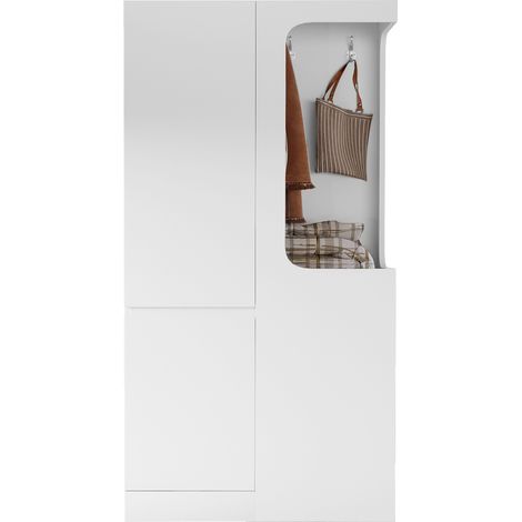 ELVMI Kleiderschrank mit 1 Tür, 4 Schubladen und Offenem Bereich für Schlafzimmer, aus Holz, Weiß, 70×40×170 cm (1/5)
