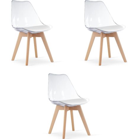 Silla MARK - transparente / patas naturales x 3 (1/5)