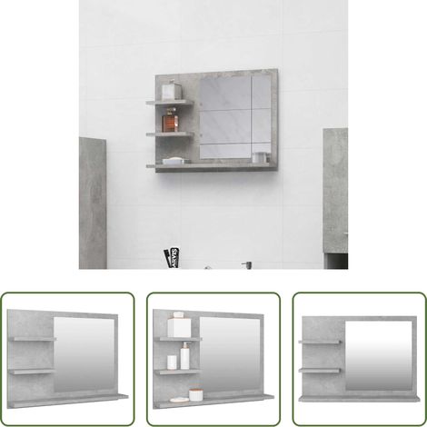 vidaXL Betonfarbe - Badspiegel Betongrau 60x10,5x45 cm Holzwerkstoff (1/5)