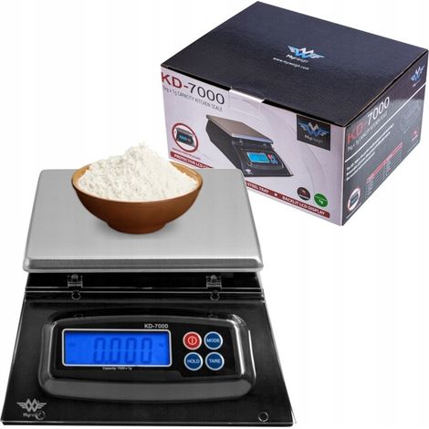 Bilancia elettronica da cucina, gastronomica, precisa, 7 kg, 1 g, 16,5 x 16,5 cm