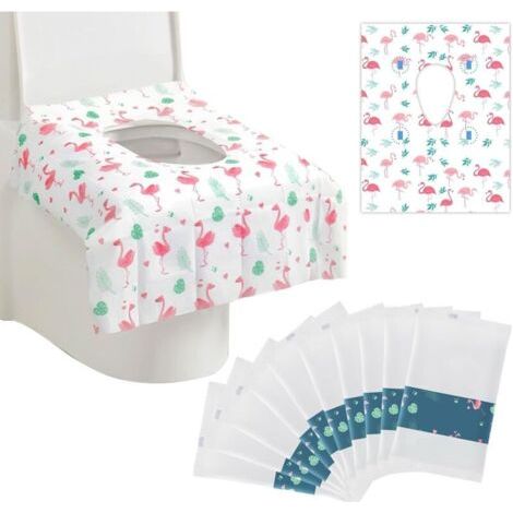Protege Cuvette WC Jetable, 10 Tapis de Papier de Siège de Toilette Portable Flamingo Pattern Autocollant Emballage Individuel Tapis de Toilette pour Grande Toilette Publique Voyage d'hôtel (1/3)