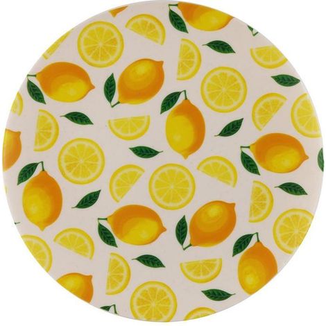 VERSA plato redondo limones polipropileno 20 cm , Plato redondo Limones de 20 cm, un accesorio práctico y decorativo que aporta un toque fresco y mediterráneo a cualquier mesa. Ide