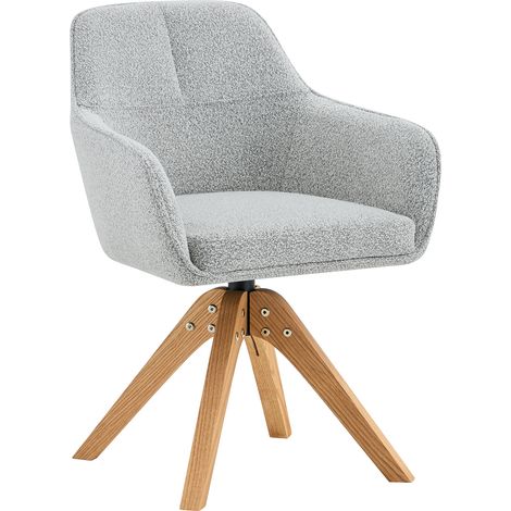 Set di 2 sedie da pranzo girevoli a 360° in tessuto grigio con gambe in rovere MODENUIT (1/5)