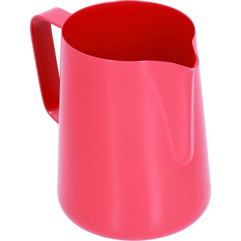 600-ml-Milchkännchen aus Edelstahl, Milchaufschäumkännchen mit spitzem Ausguss für Kaffee, für den Hausgebrauch, rot (1/5)