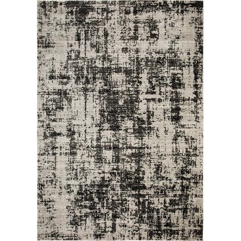 Tapis kilim tissé 160x230 gris et noir rectangle motif simple CLARK