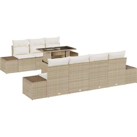 Sofa Set 8 pcs Beige and Cream Poly Rattan vidaXL (1/5)