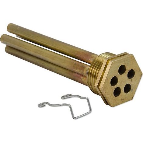 WOLF Messing-Tauchhülse 1'' für 5 Temperatur-Fühler - Tauchrohr-Innen-Ø 7 mm - L 130 mm - mit Halteklammer (1/3)