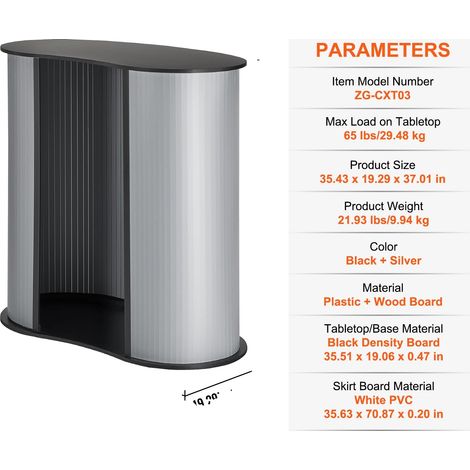 Table de podium, design pliable, haute capacité de poids, Noir et Argent (1/2)