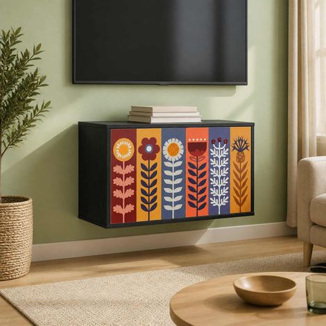 vidaXL Wall-mounted TV Cabinet ESSEN 69 x 33 x 40 cm Black Oak (1/5)