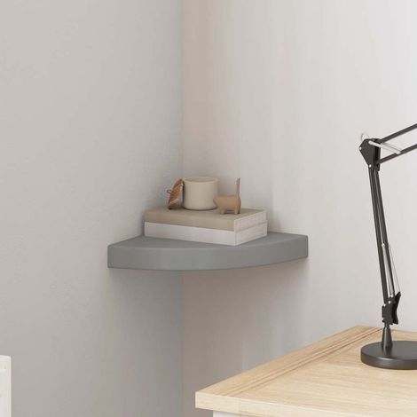 Étagère d'angle flottante, grise, 25 x 25 x 3,8 cm, MDF (1/5)