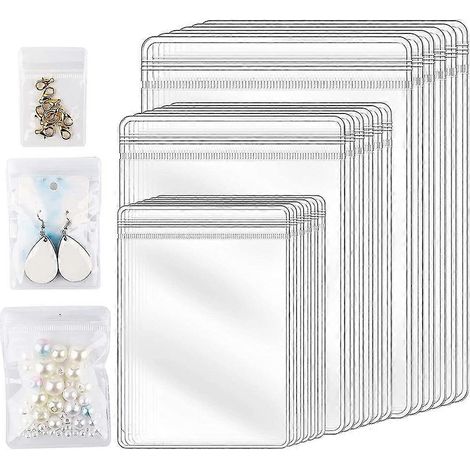 150pcs 3 tailles sacs de boucles d’oreilles transparents, sacs imperméables épaissis pochette de rangement réutilisable pour bijoux Rin (1/5)