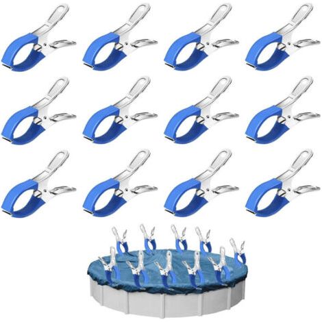 12 Pièces Métalliques pour Pince Serre Joint, Pince Bache Piscine de Fixation avec Feuille de Protection, Pinces pour Piscines Hors Sol, Pinces à Forte Tension pour Bâche de Couverture