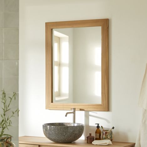 Miroir en bois de Teck Tona brut 90x70 (1/5)