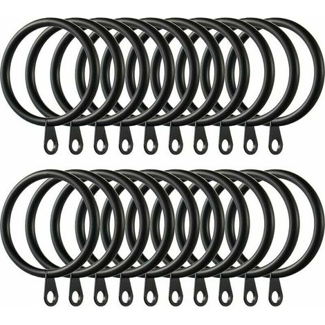 Anelli per tende in metallo Ulisem, per bastoni e tende, diametro interno 38 mm, confezione da 60 pezzi, colore nero.