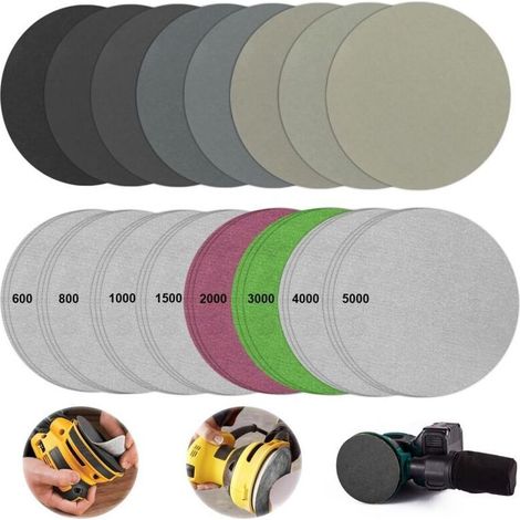 24 Disques de Ponçage 125 mm Grain 600 à 5000 – Papier Abrasif Sec ou Humide pour Métal, Bois, Meubles et Carrosserie Auto (1/4)