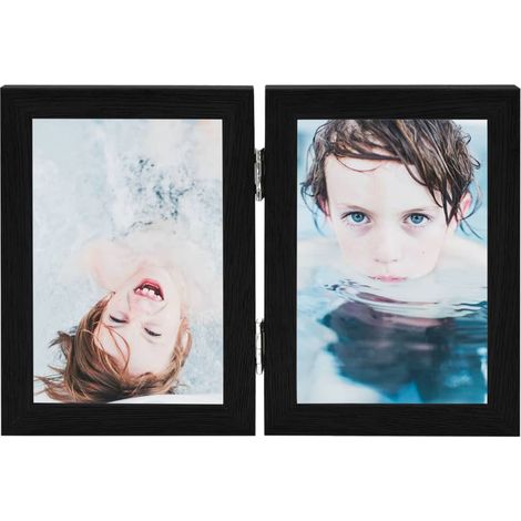 Cadre photo dépliable en deux Noir 2x(13x18 cm)