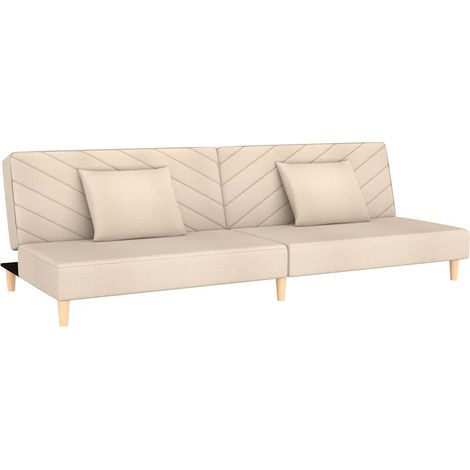 Maison Exclusive - Schlafsofa 2-Sitzer mit 2 Kissen Creme Stoff (1/5)