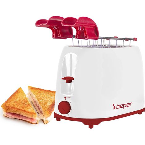 BEPER P101TOS100 Tostapane con Pinze in Acciaio Inox, 7 Livelli di Doratura, Cassetto Raccoglibriciole, 2 Ampie Fessure (1/4)