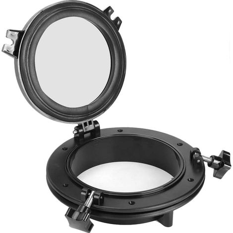 Hublot marine 8 pouces, noir, installation facile, forme ronde, universel pour caravane bateau yacht, fenêtre de coque étanche (1/5)
