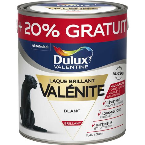 Peinture Laque Valénite Brillant Blanc 2 L + 20 % Gratuit - Dulux Valentine