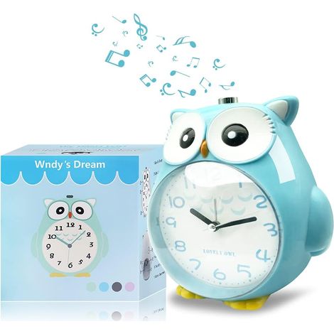 ZOLGINAH hiboux réveil sans tac pour Enfants silencieuse avec veilleuse et Alarme Forte-blue (1/5)