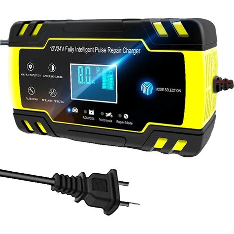 Chargeur de batterie de voiture, fonctionnement automatique, affichage numérique intelligent, Jaune UE (1/2)
