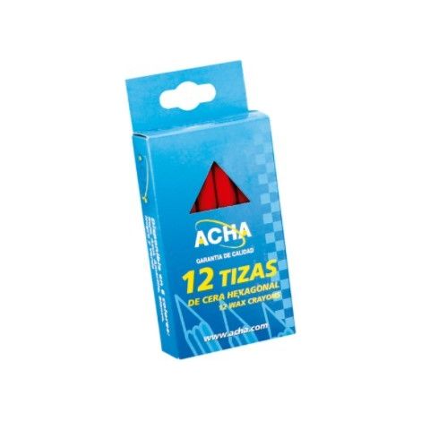PAQUETE 12 TIZAS CERA HEXAG. MARCA CUALQUIER SUPERFICIE "ACHA" BLANCO - ACHA