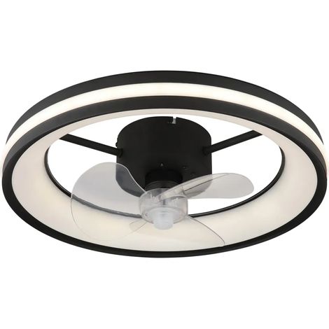 Ventilatore Soffitto con Luce LED Dimmerabile Nero 3 Pale Trasparenti