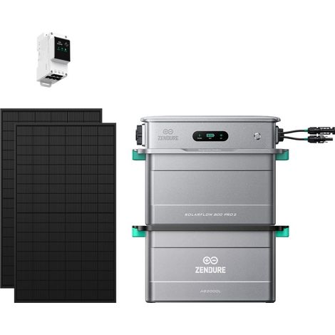 Zendure SolarFlow 800 Pro 2 - Stockage énergétique solaire domestique 800W, gestion intelligente, IP65, avec Compteur intelligent 3CT, AB2000L, avec 450Wx2 Panneau Bifacial