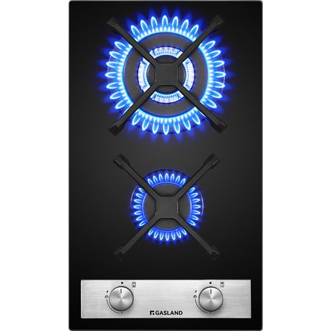 GASLAND Plaque de Cuisson à Gaz Naturel/Butane/Propane encastrée, Surface en verre trempé & Grilles en fonte émaillée - GH30BF - 2 Foyers - 5200W (1/5)