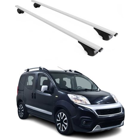 OMAC Barres de toit pour Fiat Fiorino / Qubo 2008-2017 – TÜV / DIN 75302:2019 – Antivol inclus – Charge max 75 kg – 2 barres Argent (1/4)