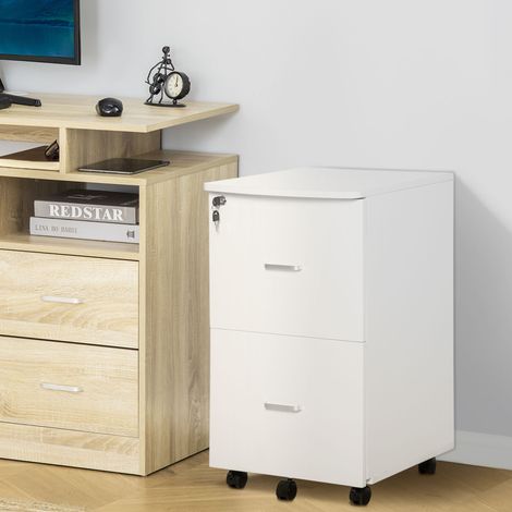Blanc 43x45x72 cm - Unité à tiroirs de bureau Mobilier auxiliaire doté de 2 tiroirs à clés pour bureau d’étude (1/4)