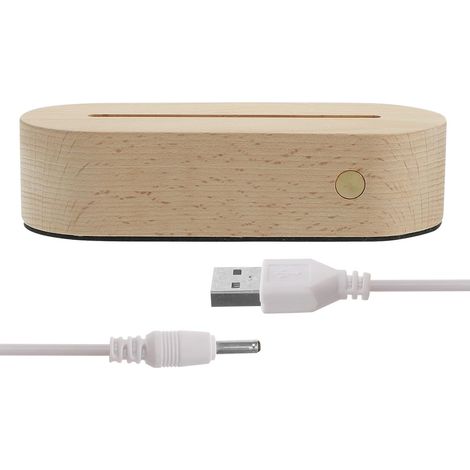 Socle Lumineux LED Base D'affichage Stable et Décorative en Bois de Hêtre Ovale Capacité 200mah pour Cristal et Œuvres D'art en Verre , pour Bureau et École (1/5)