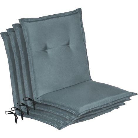 4er Set Niedriglehner Auflage Gartenstuhl Loft NL, 100x50x6cm, Taubenblau (1/5)