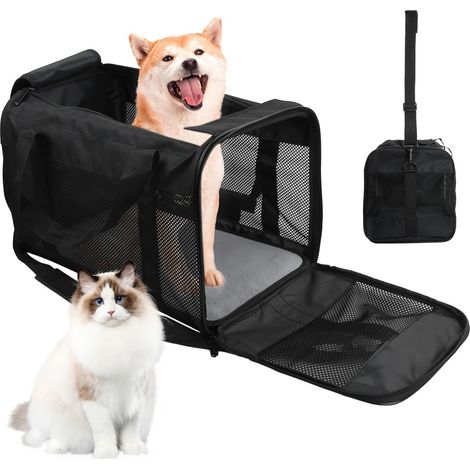 Sac de transport pour animaux de compagnie - Cage souple et pliable pour chien et chat - Idéal pour voyage en voiture et transport aérien (1/5)